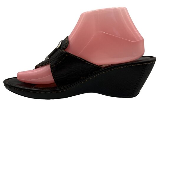 Born Womens 9 Brown Leather Wedge Sandals Thong Flip Flops Cushion Comfort - Picture 11 of 16